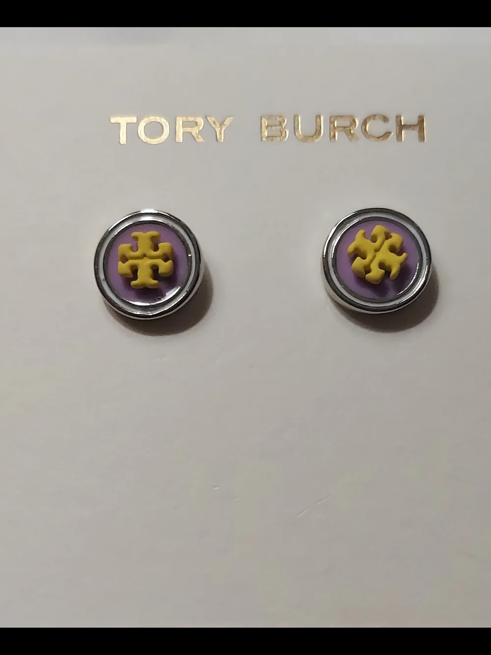 Tory Burch Kids Purple & Yellow Logo Stud Earrings